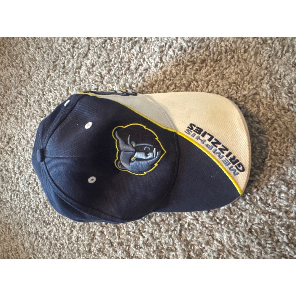 Vintage Memphis Grizzlies Hat NBA Twins Enterprise Navy Blue Cream Adjustable